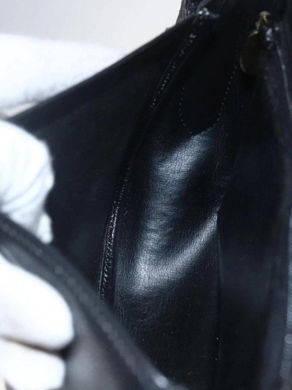 Christian Dior Shoulder Bag Leather Black Gold Auth 159033 - Picture 12 of 16